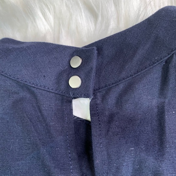 Revolve J.O.A Los Angeles Trapeze Halter Pleats Tank Linen cotton Blue Size SX - Picture 7 of 16